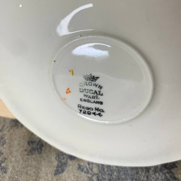 VTG Crown Ducal Ware Citrus Double Handled Cup and Saucer Set - Picture 6 of 6
